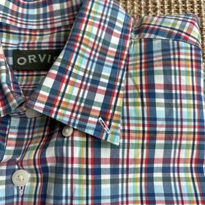 Orvis Men's Plaid/Madras Button Down Shirt Multicolor Size Large 100% Cotton